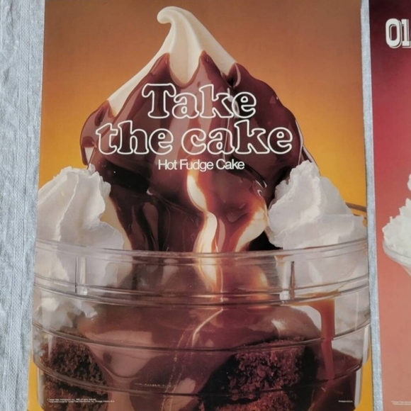 2 Vintage Tastee Freez 1980 Ice Cream Cake Sundae Advertising Poster Banner Sign - Picture 2 of 5